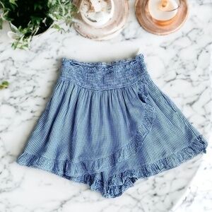 Japna Blue Gingham Skort Size XS Pockets High Waist
